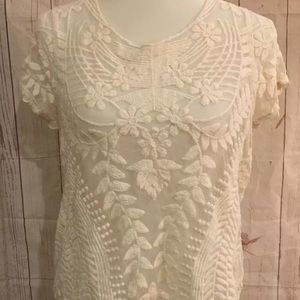 EXPRESS White Ivory Floral Lace Boho Top